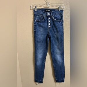 Express women’s cropped legging high waist stretch, Blue Denim Jeans size 00R